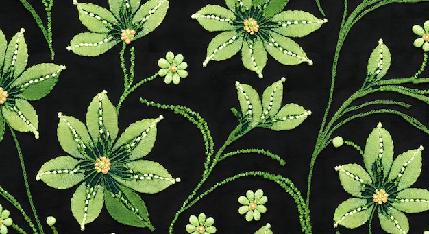 haftowany motyw roślinny